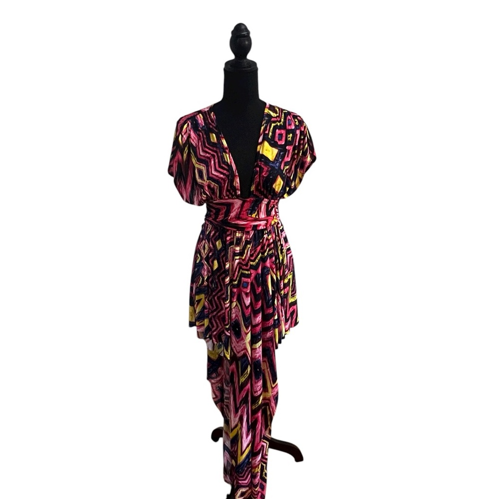 High Low Dress in Pink and Yellow